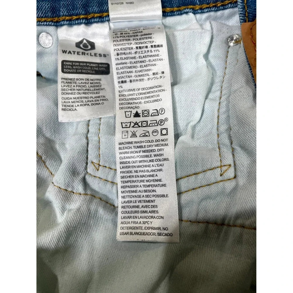 Levi's 511 Slim‎ Fit Jeans Mens 31x30 Blue Whiskering Denim Cotton Straight Leg
